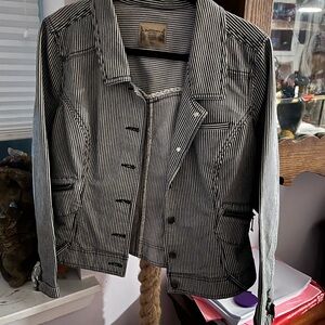 Women’s Ruff Hewn Striped Black & White Jacket - Classic Style